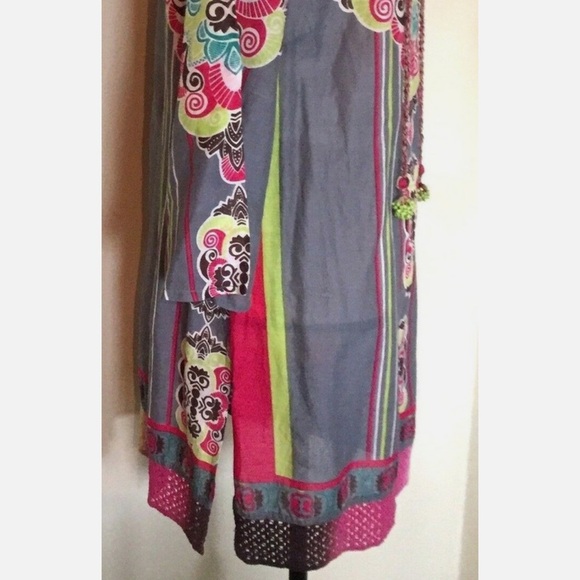 Tunic Coverup with Beaded Tassels, Size Small - Picture 4 of 9